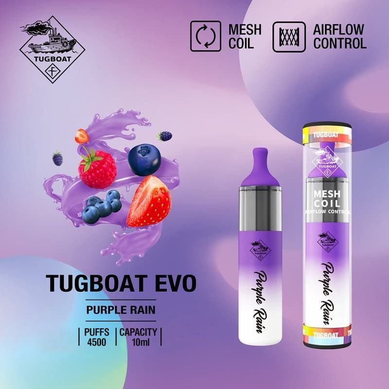 Tugboat Evo Disposable Vape - Purple Rain - Just Vapez